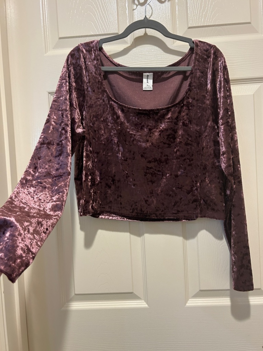 Abound Mauve Crushed Velvet Cropped Scoop-Neck Top NWT XL Gorgeous Color